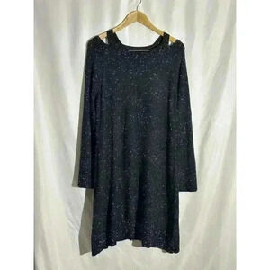 Ann Taylor Loft Gray / Black White Speckle Cutout Neck Sweater Dress Size Large